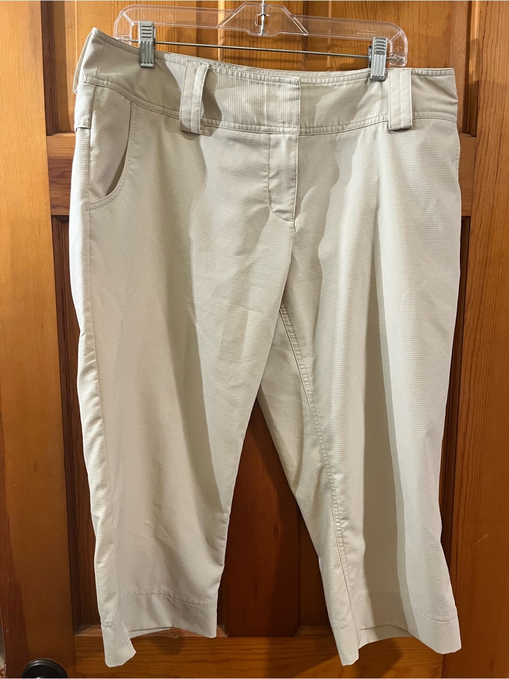 Adidas ClimaCool Pants Womens 12 Cropped Golf Capri Lightweight Athletic Beige